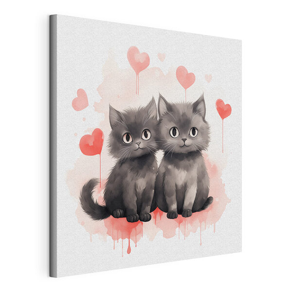 Twee katten naast elkaar Canvas Schilderijen Twee katten naast elkaar