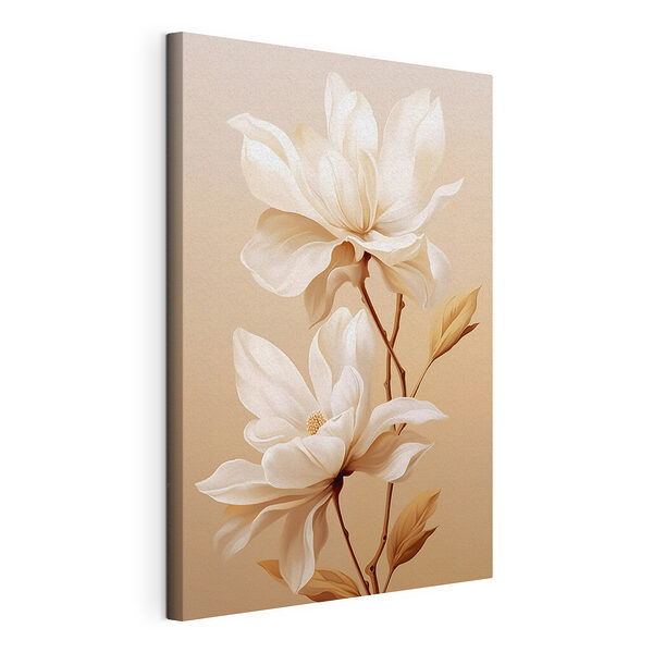 Canvas Schilderijen Delicate bloemen in zachte tinten