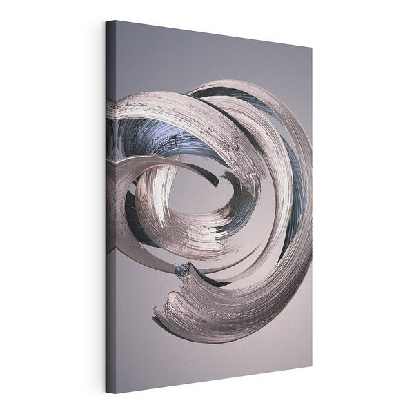 Canvas Schilderijen Abstracte metallic werveling op grijs