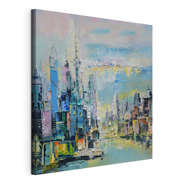 Canvas Schilderijen Schilderij van een stad