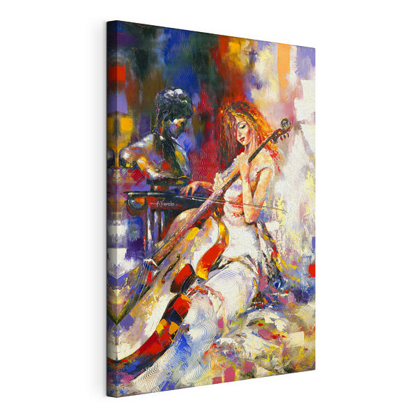 Schilderij van een vrouw die viool speelt Canvas Schilderijen Schilderij van een vrouw die viool speelt