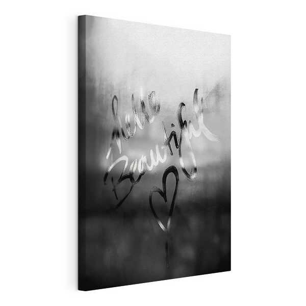 Canvas Schilderijen Boodschap op gestoomd glas met hart