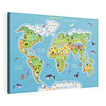 Canvas Schilderijen Wereldkaart met dieren