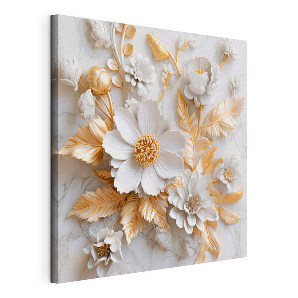 Sierlijk bloemenreliëf met elegante tinten Canvas Schilderijen Sierlijk bloemenreliëf met elegante tinten