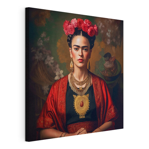 Kleurrijk portret met gebloemd hoofddeksel Canvas Schilderijen Kleurrijk portret met gebloemd hoofddeksel