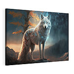 Canvas Schilderijen Mystieke wolf onder sterrenhemel