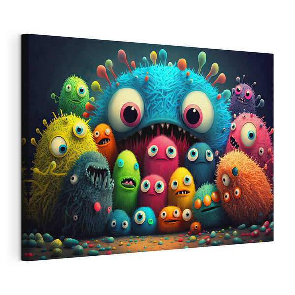 Canvas Schilderijen Groep kleurrijke monsters