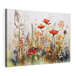 Canvas Schilderijen Levendige tuin met bloeiende wilde bloemen
