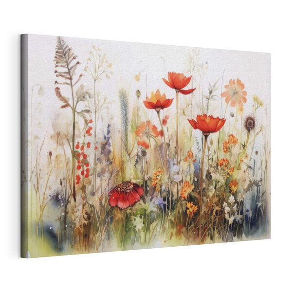 Levendige tuin met bloeiende wilde bloemen Canvas Schilderijen Levendige tuin met bloeiende wilde bloemen