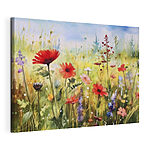 Canvas Schilderijen Levendig veld met bloeiende wilde bloemen