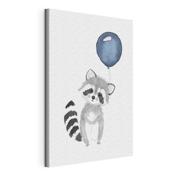 Canvas Schilderijen Wasbeer met ballon