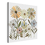 Canvas Schilderijen Groep bloemen met bladeren