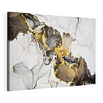 Canvas Schilderijen Abstract zwart en geel marmerpatroon