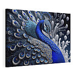 Canvas Schilderijen Blauwe en zilveren pauw