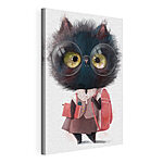 Canvas Schilderijen Kat met bril klaar voor school