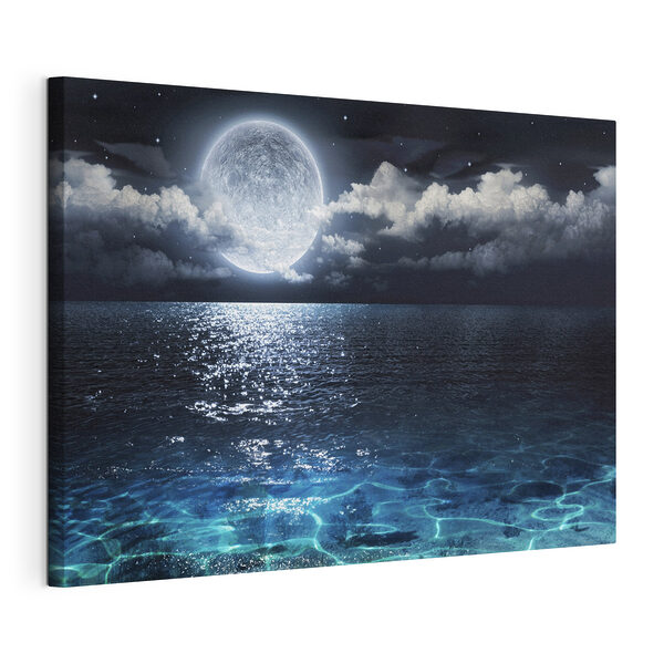 Maan en wolken aan de hemel Canvas Schilderijen Maan en wolken aan de hemel