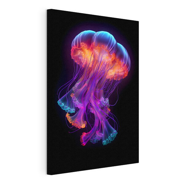Neonkwallen glijden door de duisternis Canvas Schilderijen Neonkwallen glijden door de duisternis