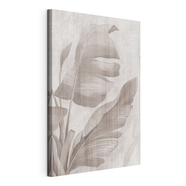 Monochroom tropisch bladmotief Canvas Schilderijen Monochroom tropisch bladmotief