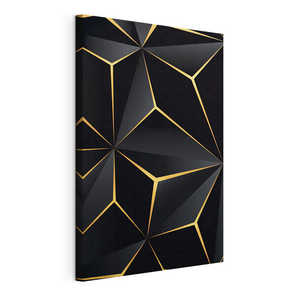 Canvas Schilderijen Modern zwart en metallic geometrisch ontwerp