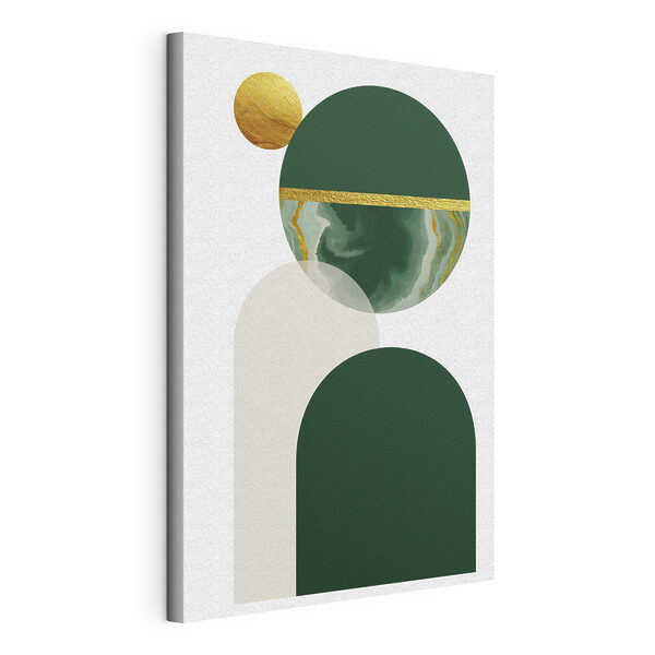 Canvas Schilderijen Smaragden bollen zweven in de abstracte ruimte
