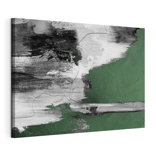 Canvas Schilderijen Abstracte penseelstreken in groen en wit