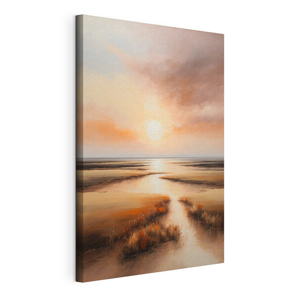 Canvas Schilderijen Witte cirkel op gele achtergrond