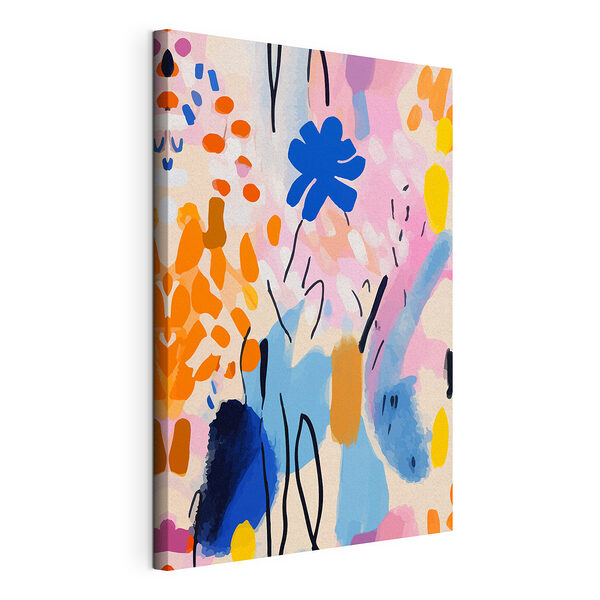 Canvas Schilderijen Een oranje object op een roze achtergrond