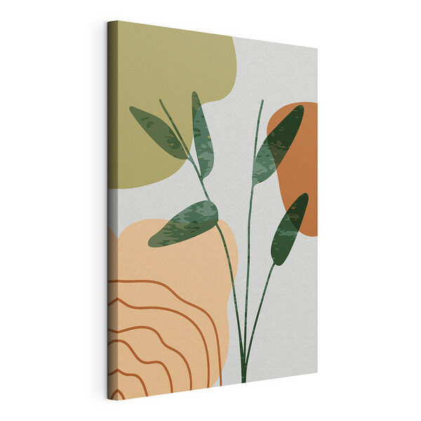 Abstracte plant met aardetinten Canvas Schilderijen Abstracte plant met aardetinten