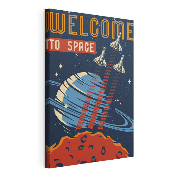 Canvas Schilderijen Poster met vliegende spaceshuttles in de lucht