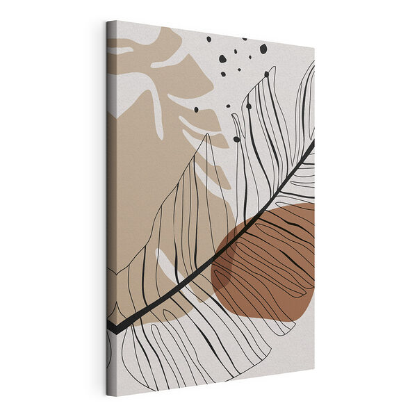 Abstracte bladeren met aardetinten Canvas Schilderijen Abstracte bladeren met aardetinten