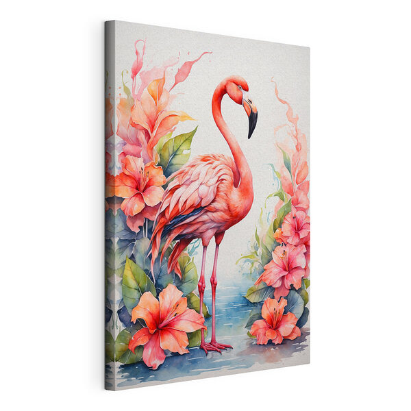 Canvas Schilderijen Schilderij van een flamingo