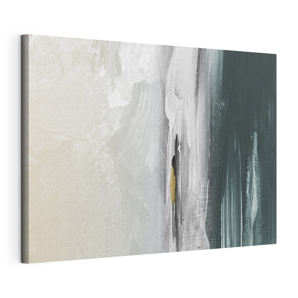 Canvas Schilderijen Abstracte penseelstreken in wit en groenblauw