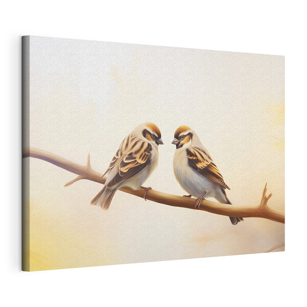Canvas Schilderijen Vogel zittend op een tak