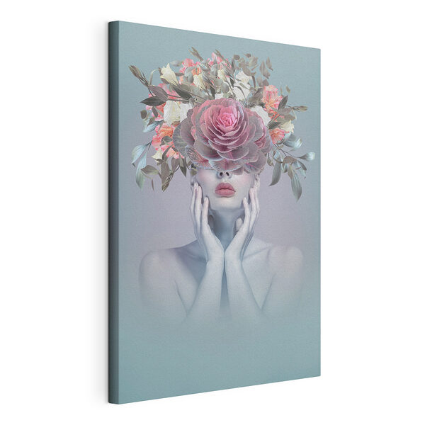 Canvas Schilderijen Vrouw met bloemen op haar hoofd