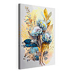 Canvas Schilderijen Abstracte bloemenkunst met blauwe tinten