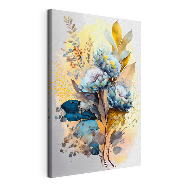 Abstracte bloemenkunst met blauwe tinten Canvas Schilderijen Abstracte bloemenkunst met blauwe tinten