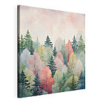 Canvas Schilderijen Kleurrijk bos afgebeeld in aquarel