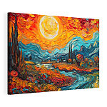 Canvas Schilderijen Levendige zonsondergang over kleurrijk landschap