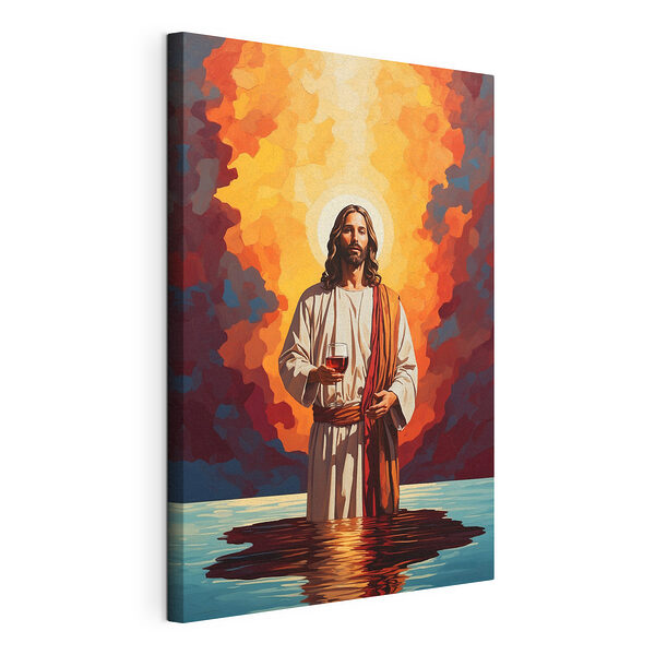 Canvas Schilderijen Schilderij van een man met een glas wijn
