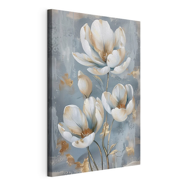 Canvas Schilderijen Elegante bloemen in rustige kleuren