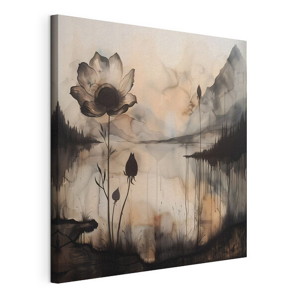 Zwart-witte bloem Canvas Schilderijen Zwart-witte bloem