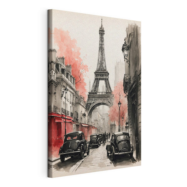Zwart-wit tekening van een auto Canvas Schilderijen Zwart-wit tekening van een auto