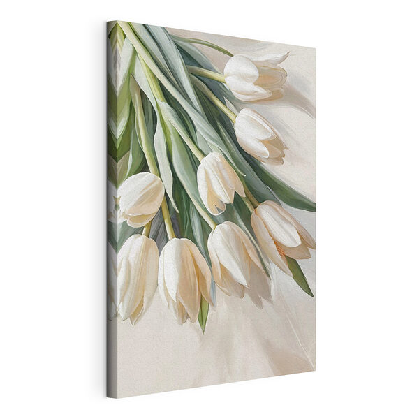 Canvas Schilderijen Witte tulpen op een zachte achtergrond