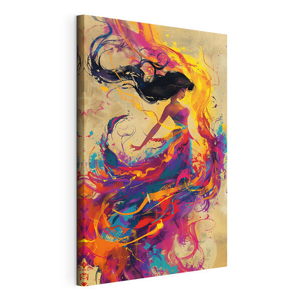 Canvas Schilderijen Vrouw met lang zwart haar