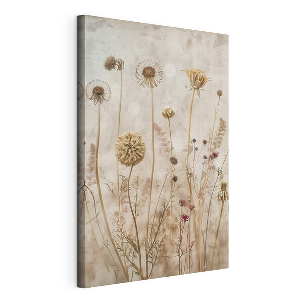 Gedroogde wilde bloemen tegen een zachte achtergrond Canvas Schilderijen Gedroogde wilde bloemen tegen een zachte achtergrond