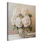Canvas Schilderijen Schilderij van een boeket witte bloemen in een glazen vaas