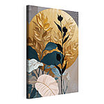 Canvas Schilderijen Blauw blad op een houten oppervlak