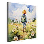 Canvas Schilderijen Witte bloem met geel hart