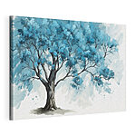 Canvas Schilderijen Boom met blauwe bladeren