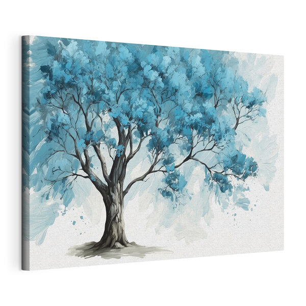 Boom met blauwe bladeren Canvas Schilderijen Boom met blauwe bladeren